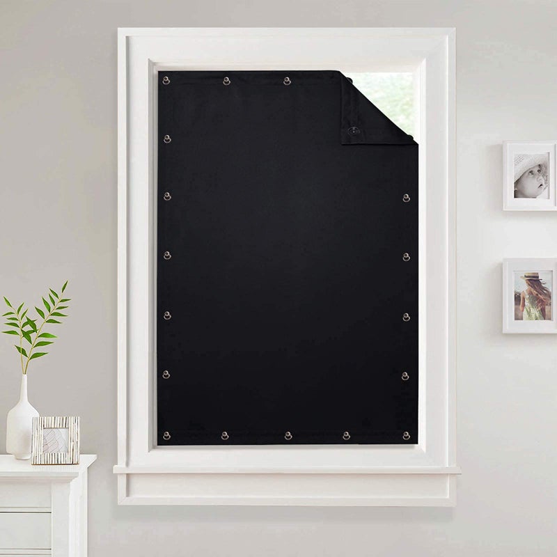 StangH Temporary Blackout Blinds Curtain for Window Travel Portable Adjustable Suckers Sunlight Blocking Blinds Thermal Insulated Curtains for Storage Room/Basement, Black, 51 x 78 Inch, 1 Pc - Image 1